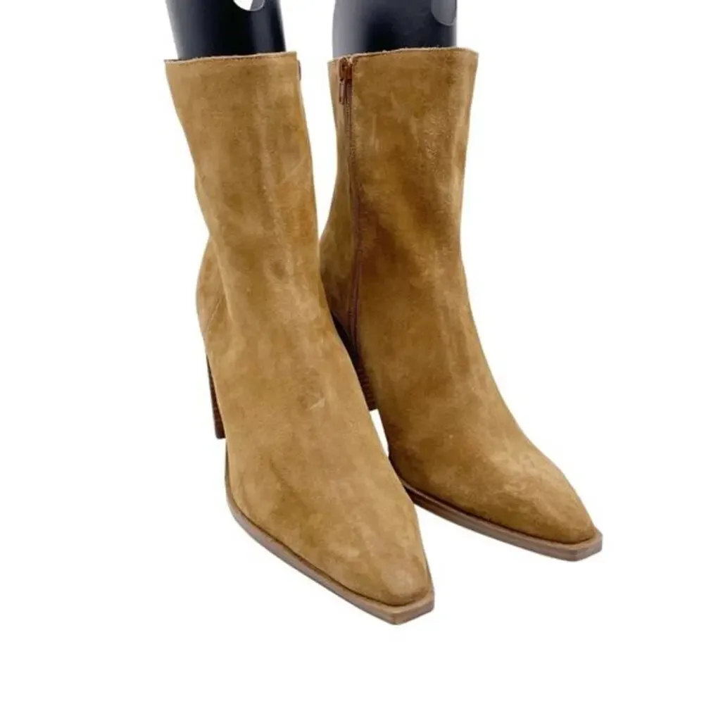 Steve Madden Women's Sparrow Ankle Bootie Brown Suede Side Zip Size‎ 11M
